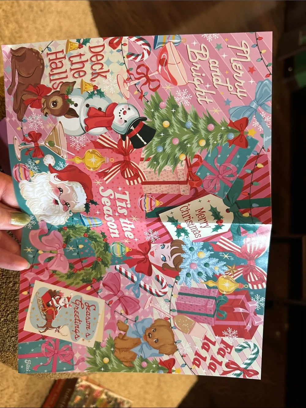 XO Fetti Holiday 'Tis the Season 1000-Piece Puzzle - Pink Christmas Art